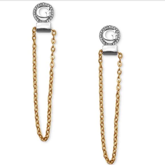 NWT GUESS Gold-Tone Chain Linear 3” Earrings - Picture 1 of 3